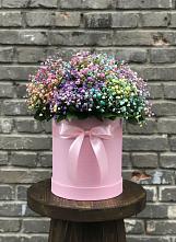 Цветочная композиция из Гипсофила и Розы в шляпной коробке #REPLACE_PRED# Домодедово