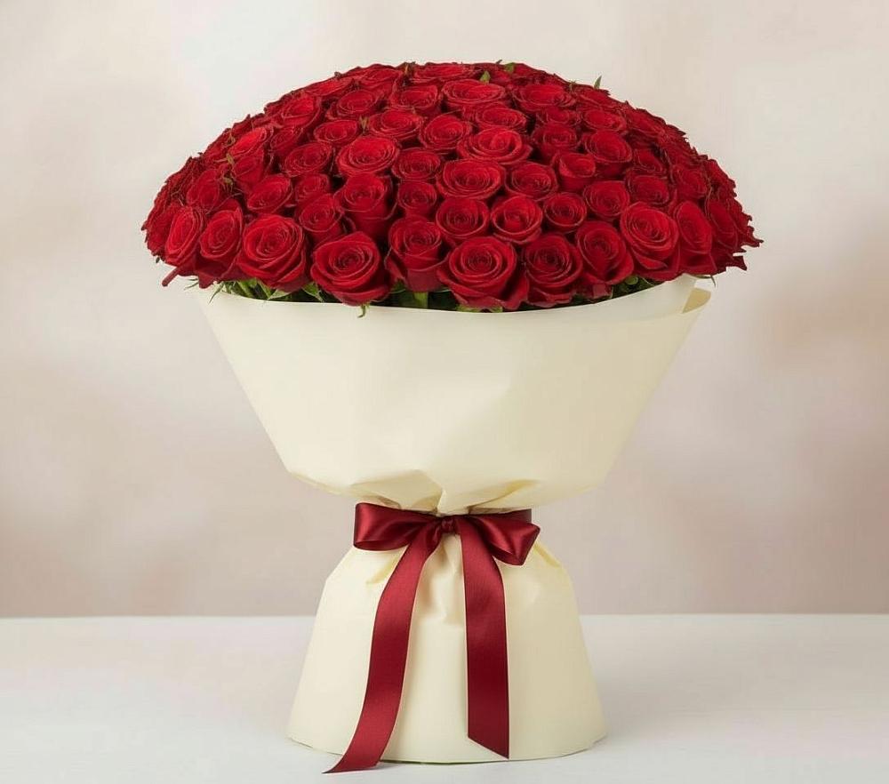 Букет 101 Красная роза Милано в Домодедово