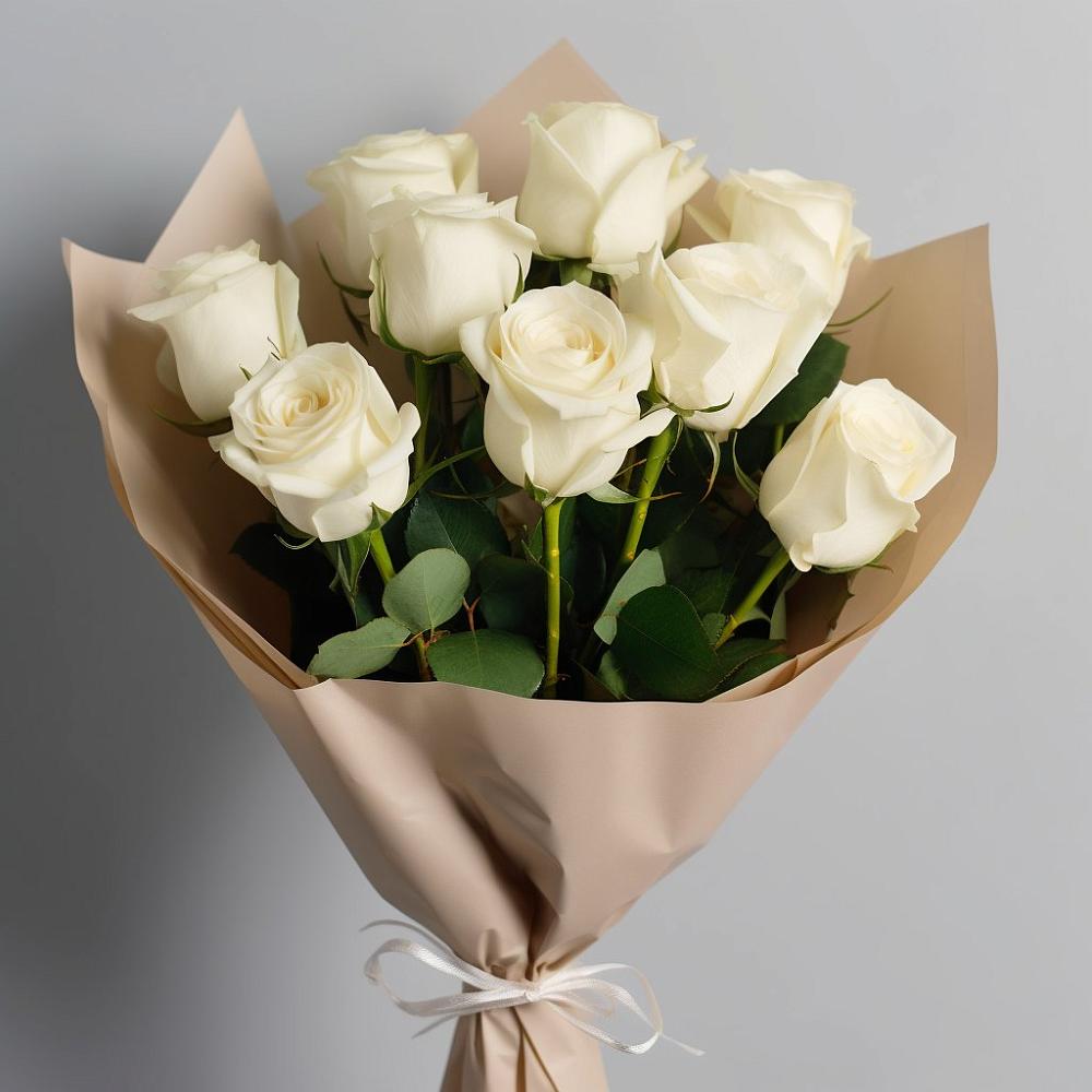 Букет 9 Белых роз Эдлесс Лав в Домодедово