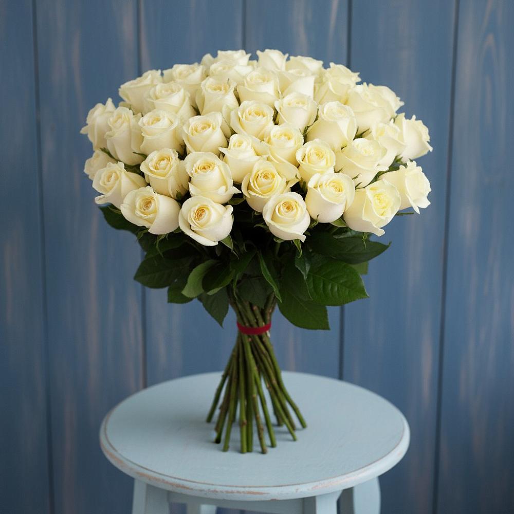 Букет 51 Белая роза Эдлесс Лав в Домодедово
