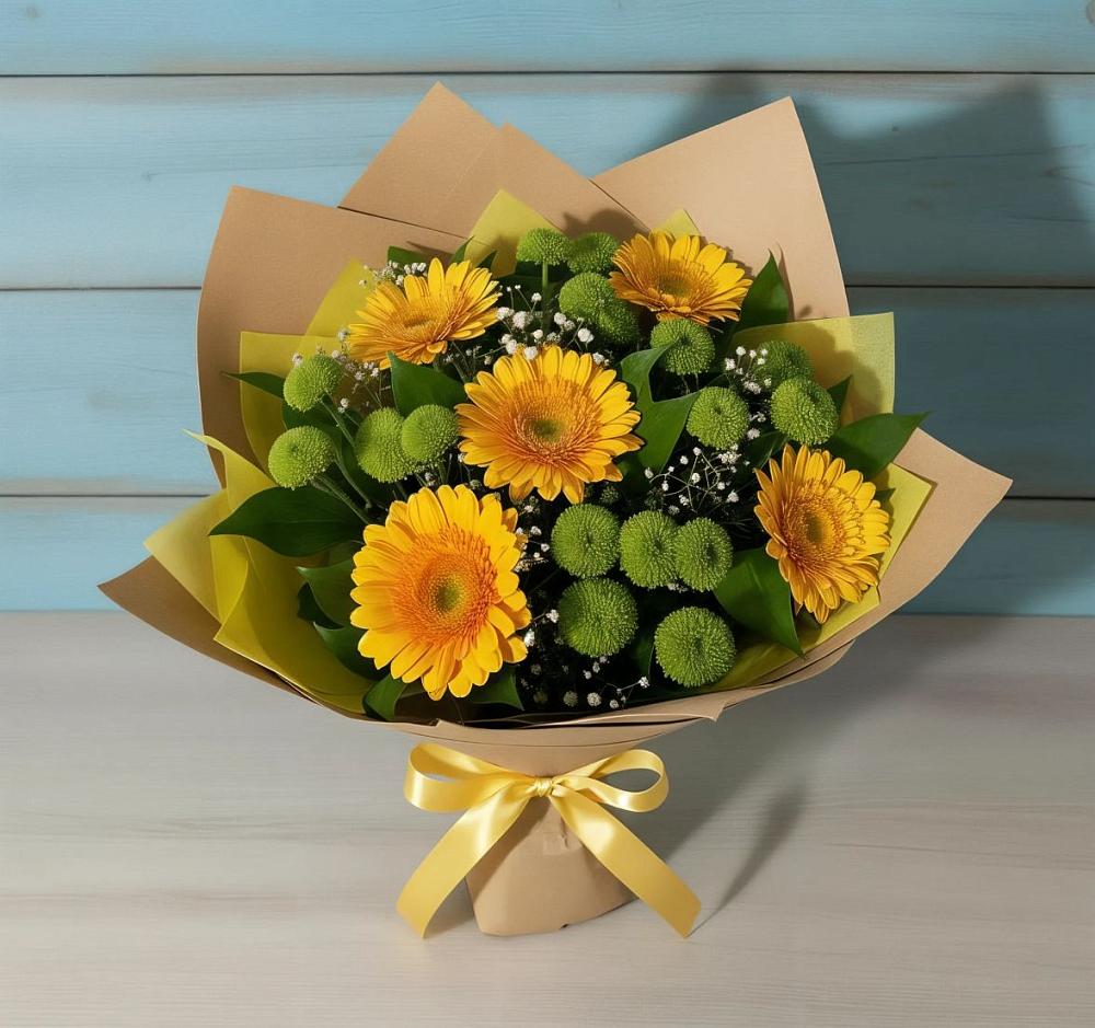 Букет цветов из: Герберы и Хризантемы в Домодедово
