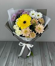 Букет цветов из:  Розы, Герберы и Хризантемы в Домодедово