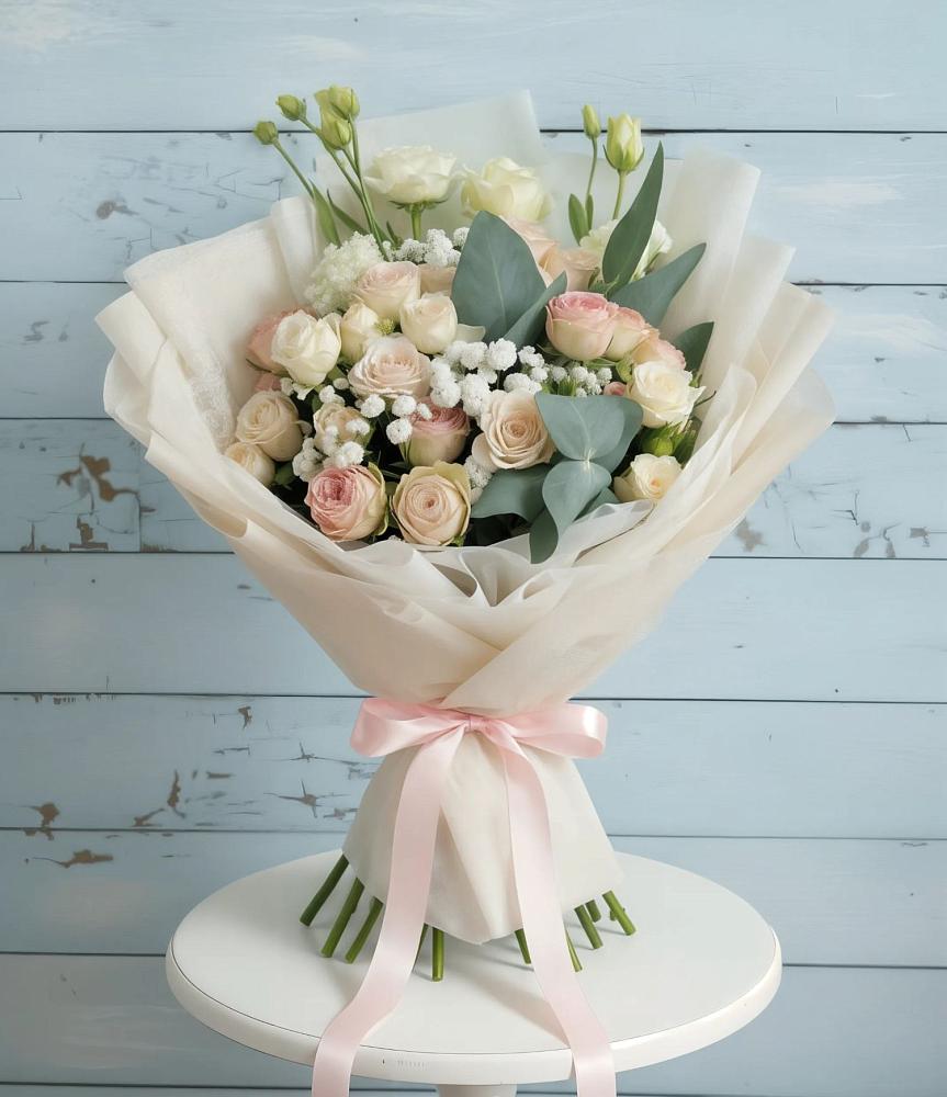 Букет цветов из: Розы и Лизиантусы в Домодедово