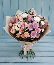 Букет цветов из:  Хризантемы, Розы и Альстромерии #REPLACE_PRED# Домодедово