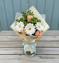 Букет цветов из:  Герберы, Розы и Хризантемы в Домодедово