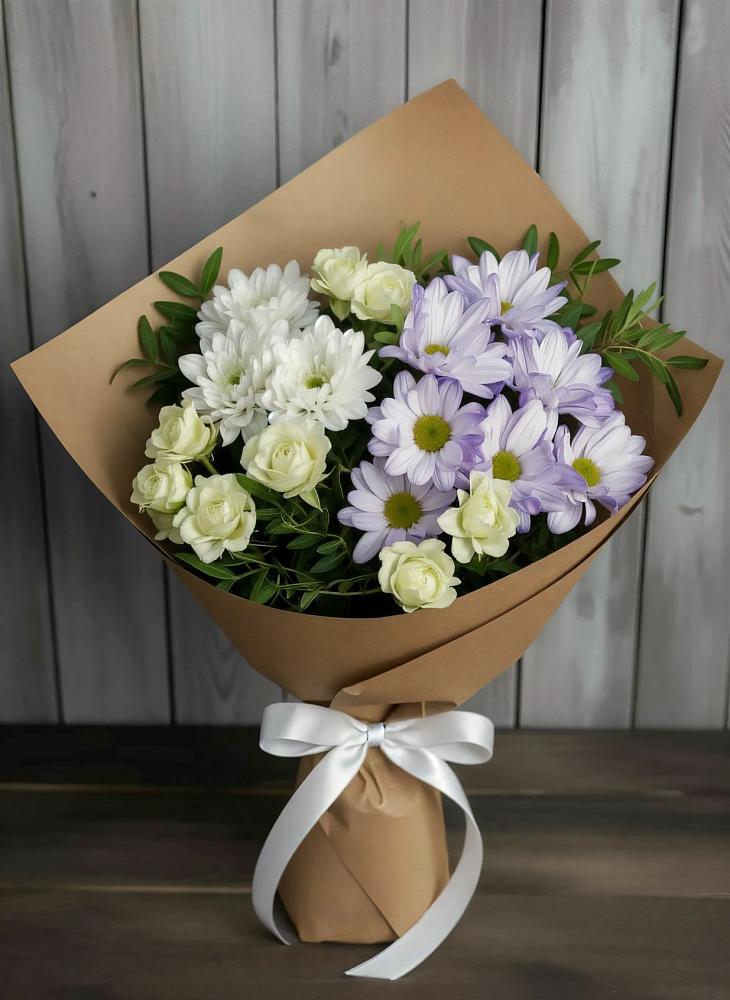 Букет цветов из: Хризантемы и Розы в Домодедово